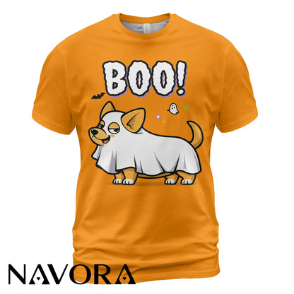 Corgi T-Shirt – Funny Halloween Boo Ghost Corgi Shirt
