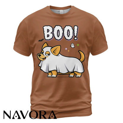 Corgi T-Shirt – Funny Halloween Boo Ghost Corgi Shirt