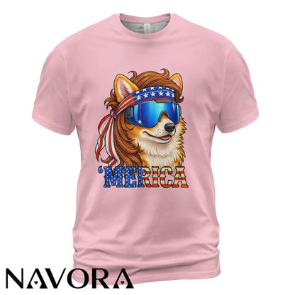 Corgi T-Shirt – Merica Patriotic 4th of July Independence Day Shirt