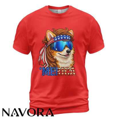 Corgi T-Shirt – Merica Patriotic 4th of July Independence Day Shirt