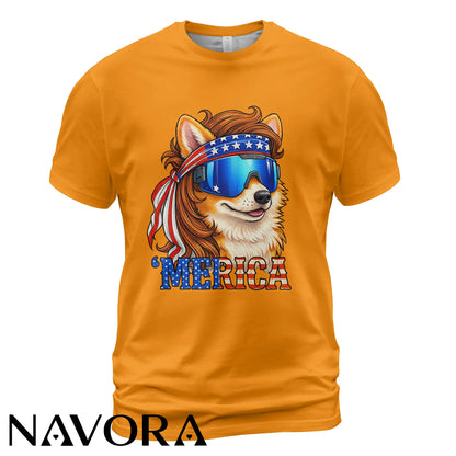 Corgi T-Shirt – Merica Patriotic 4th of July Independence Day Shirt