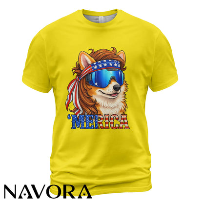 Corgi T-Shirt – Merica Patriotic 4th of July Independence Day Shirt