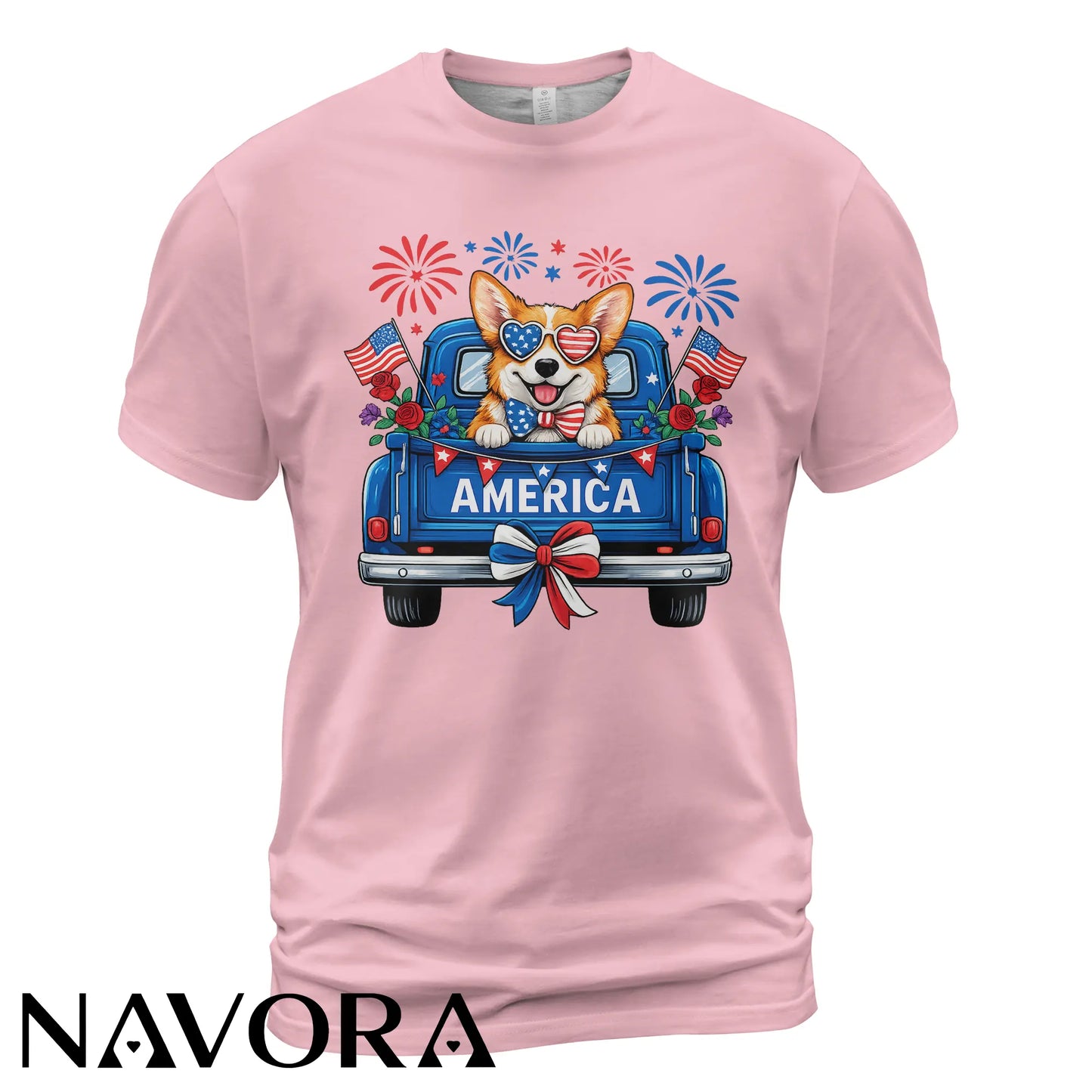 Corgi T-Shirt – Patriotic America Truck 4th of July Independence Day Shirt