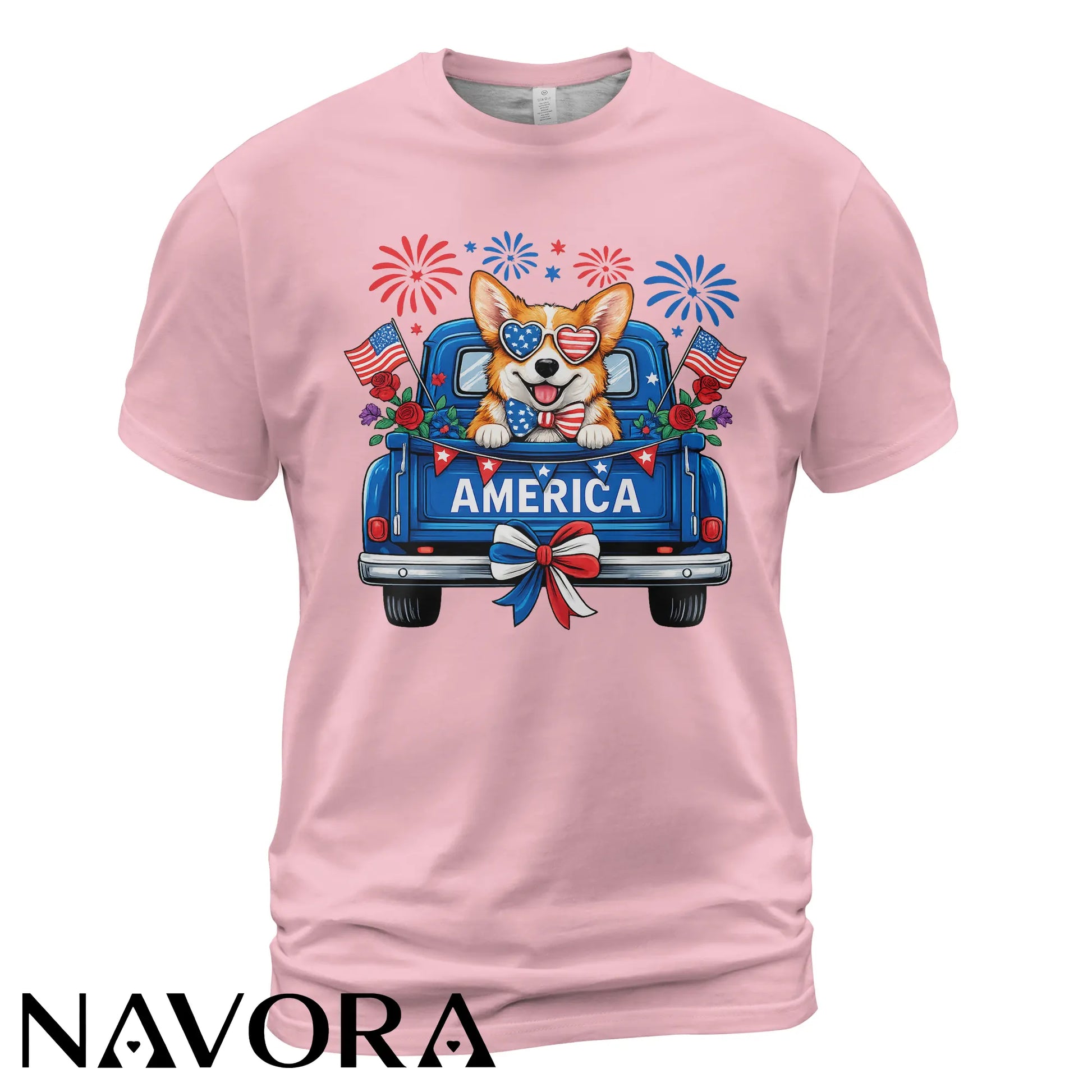 Corgi T-Shirt – Patriotic America Truck 4th of July Independence Day Shirt