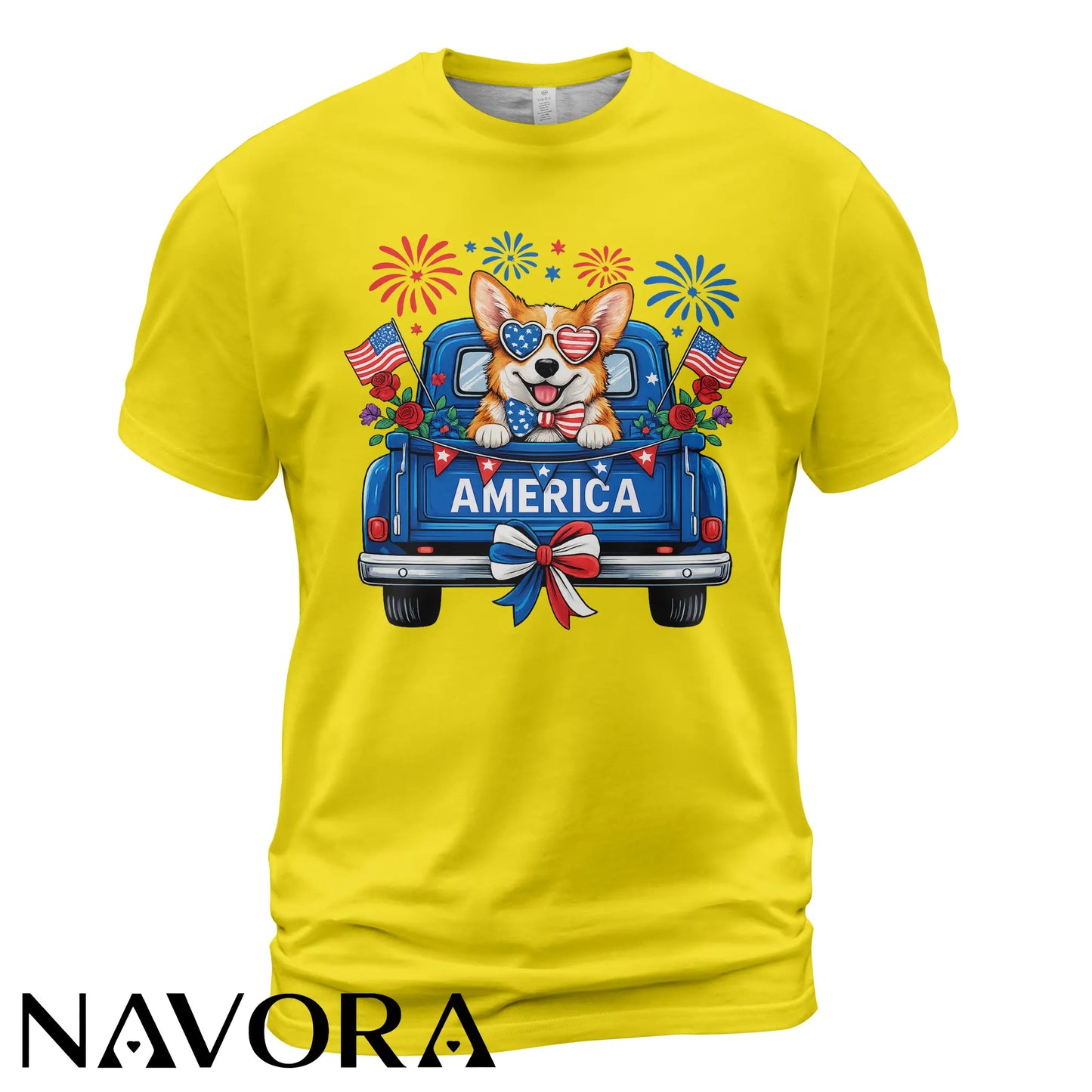Corgi T-Shirt – Patriotic America Truck 4th of July Independence Day Shirt