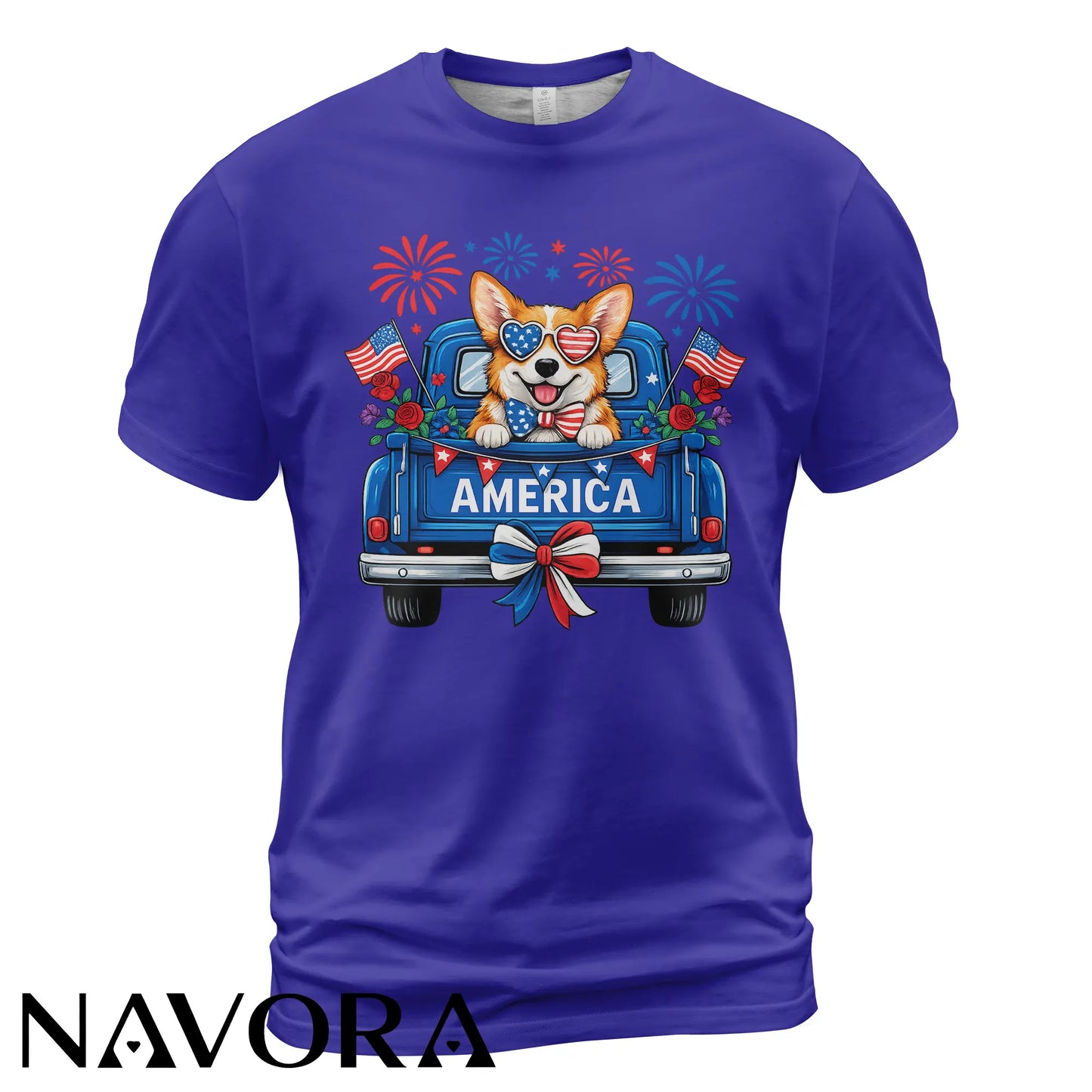 Corgi T-Shirt – Patriotic America Truck 4th of July Independence Day Shirt