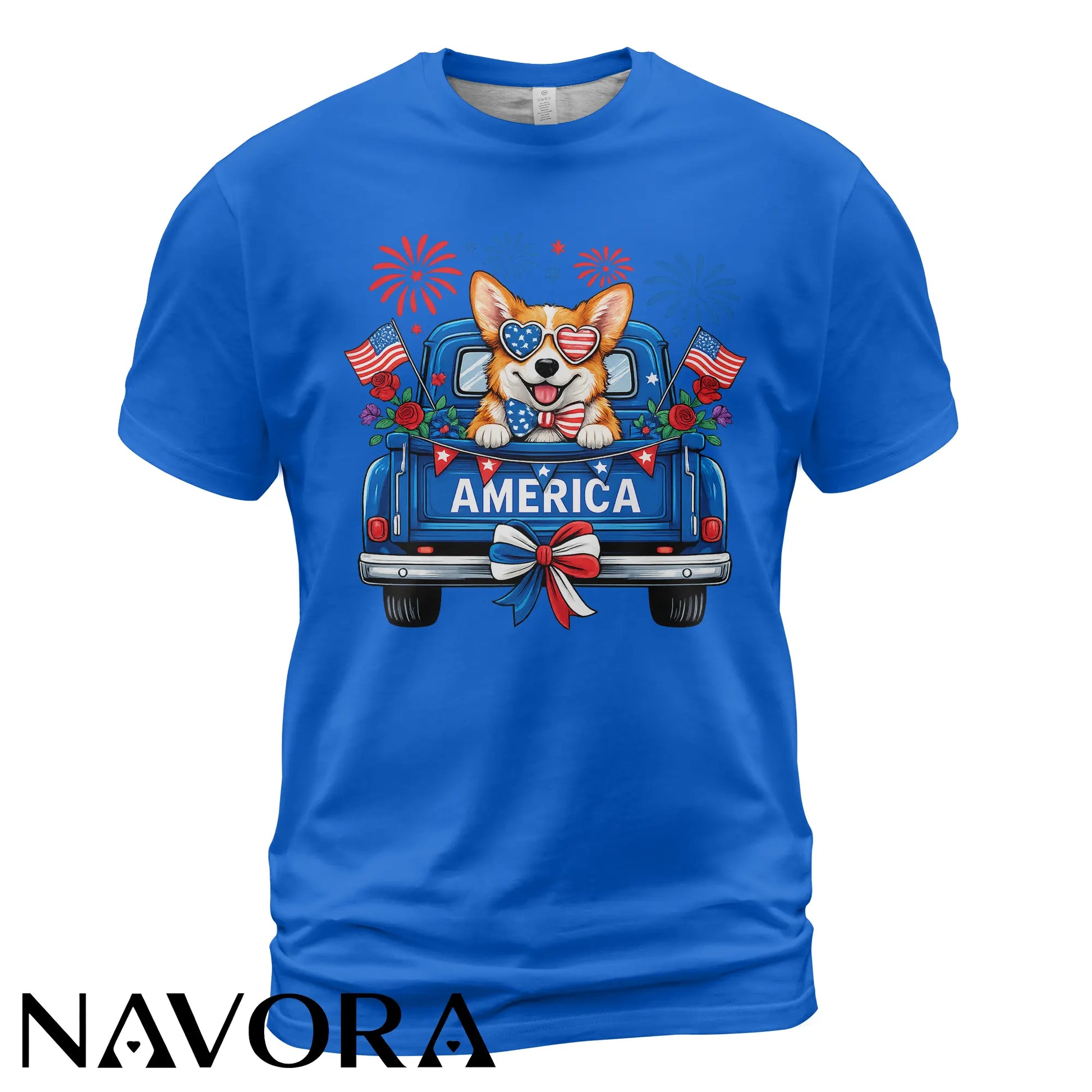 Corgi T-Shirt – Patriotic America Truck 4th of July Independence Day Shirt