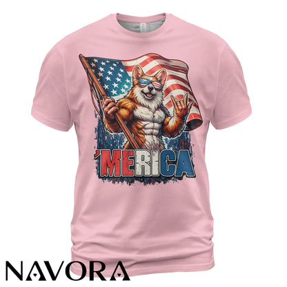 Corgi T-Shirt – Patriotic Merica 4th of July Independence Day Shirt