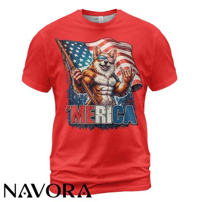 Corgi T-Shirt – Patriotic Merica 4th of July Independence Day Shirt
