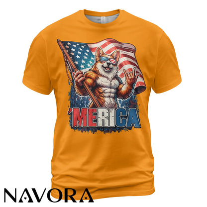 Corgi T-Shirt – Patriotic Merica 4th of July Independence Day Shirt