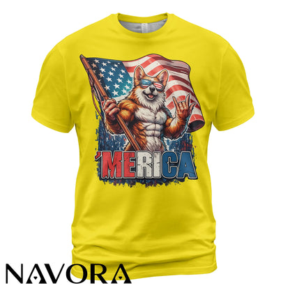 Corgi T-Shirt – Patriotic Merica 4th of July Independence Day Shirt