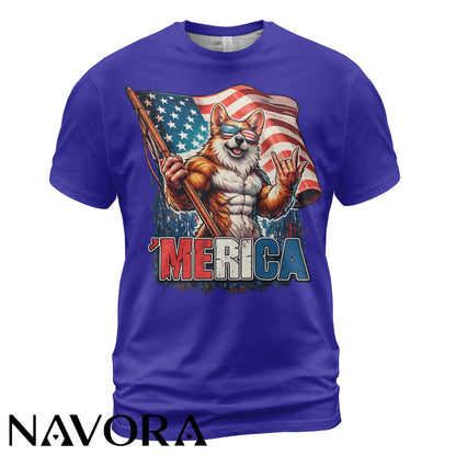 Corgi T-Shirt – Patriotic Merica 4th of July Independence Day Shirt