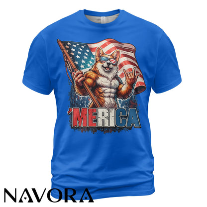 Corgi T-Shirt – Patriotic Merica 4th of July Independence Day Shirt