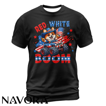 Corgi T-Shirt – Red White & Boom Patriotic 4th of July Shirt