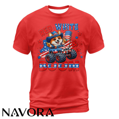 Corgi T-Shirt – Red White & Boom Patriotic 4th of July Shirt