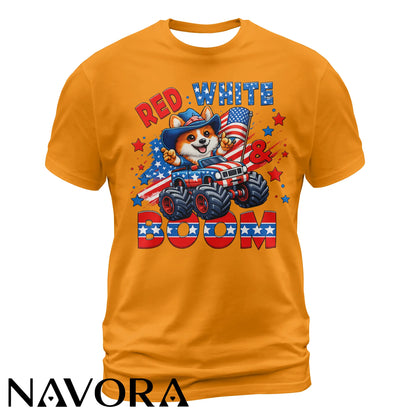 Corgi T-Shirt – Red White & Boom Patriotic 4th of July Shirt