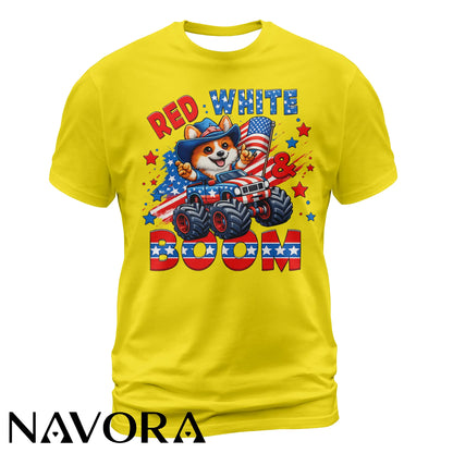 Corgi T-Shirt – Red White & Boom Patriotic 4th of July Shirt