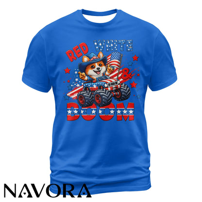 Corgi T-Shirt – Red White & Boom Patriotic 4th of July Shirt