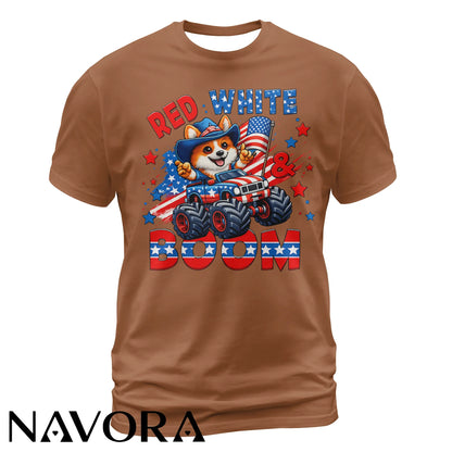 Corgi T-Shirt – Red White & Boom Patriotic 4th of July Shirt