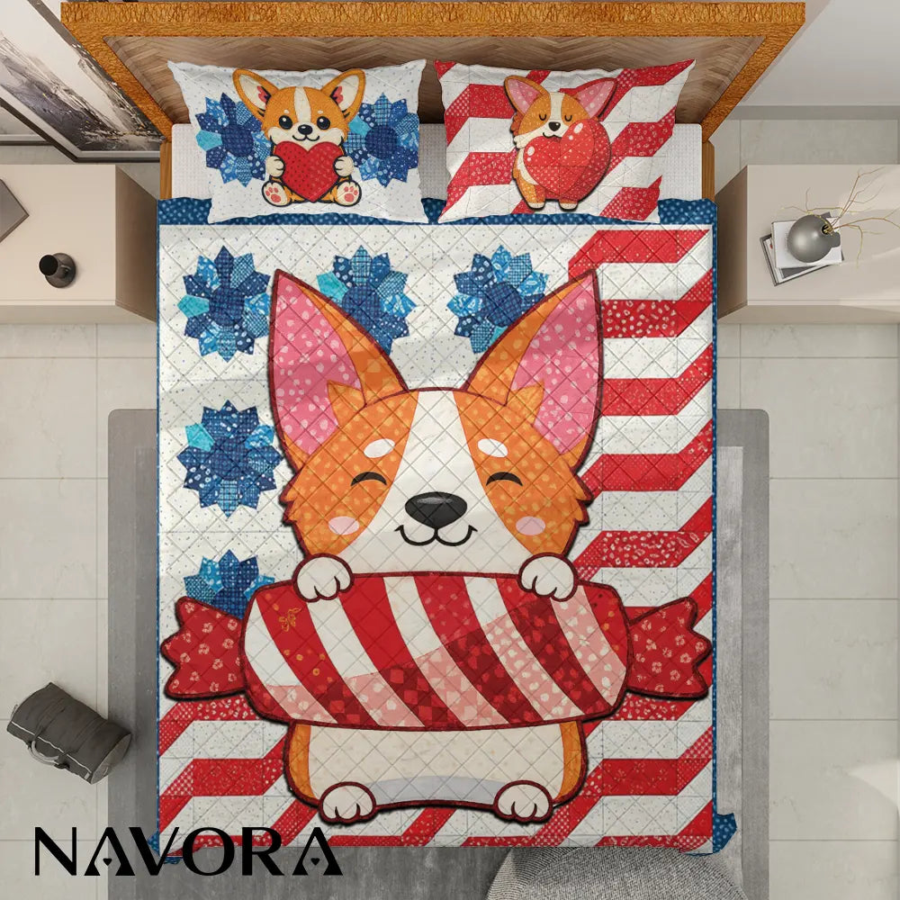 Corgi Bedding Sets – 4th July Independence Day Quilt
