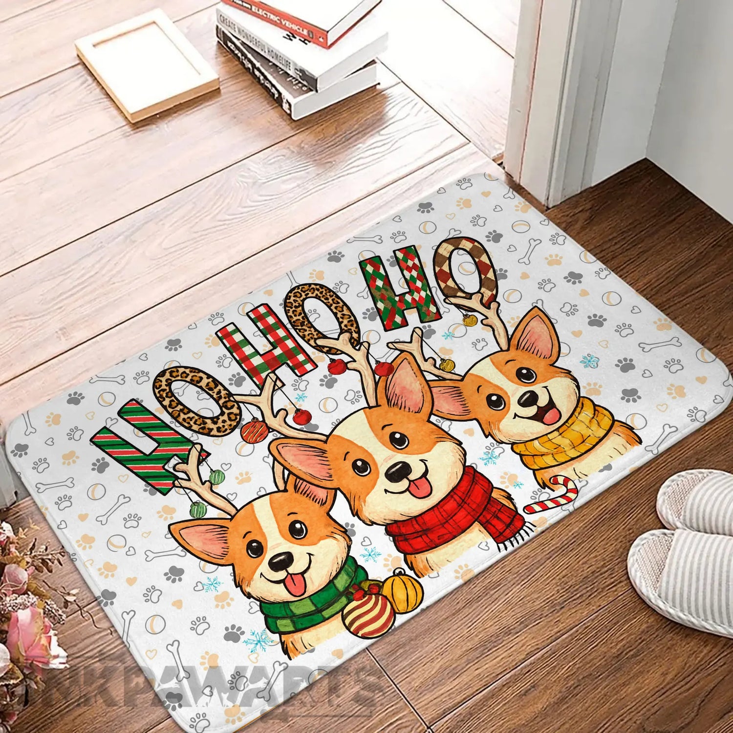 Corgi Doormat Merry Christmas HoHoHo