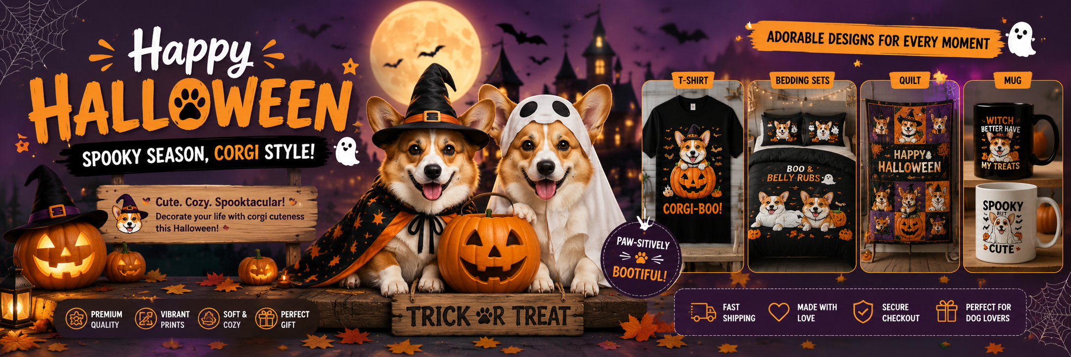 Corgi Halloween Products T-Shirt Bedding Sets Quilt Mug