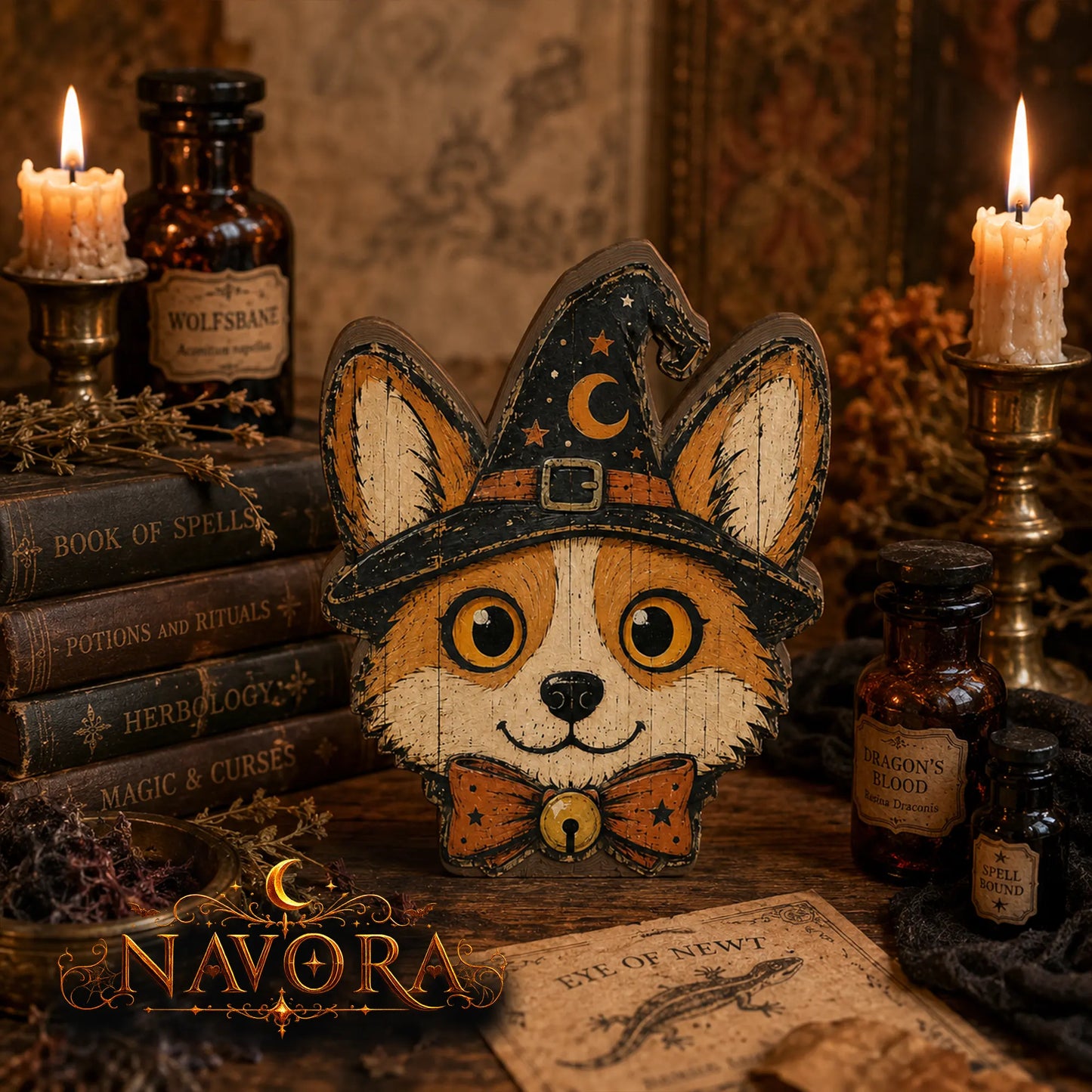 Corgi Halloween Wooden Block