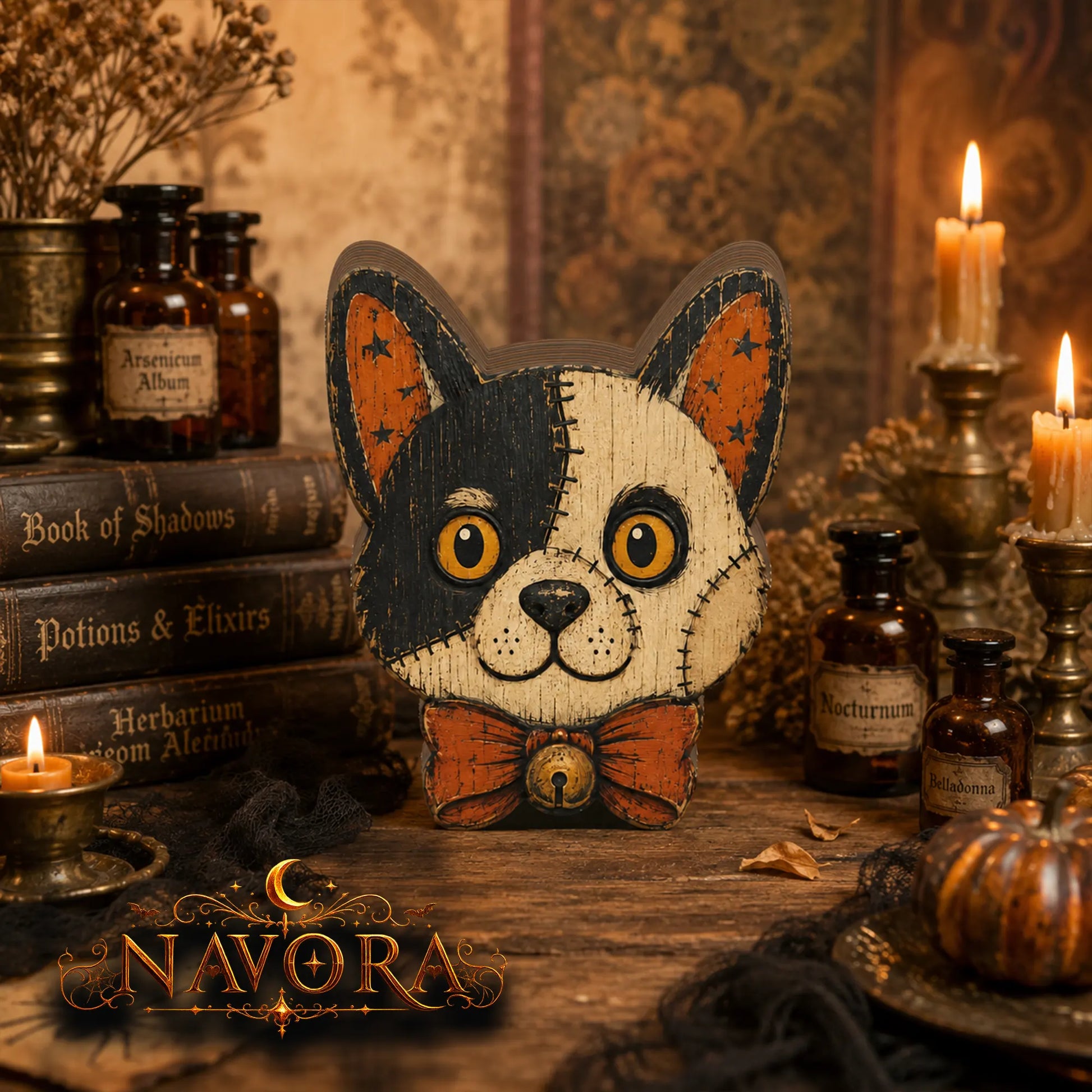 Corgi Halloween Wooden Block
