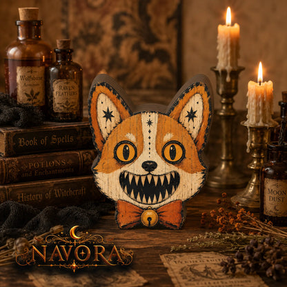 Corgi Halloween Wooden Block