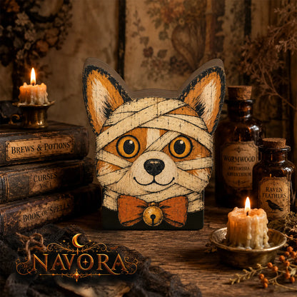 Corgi Halloween Wooden Block