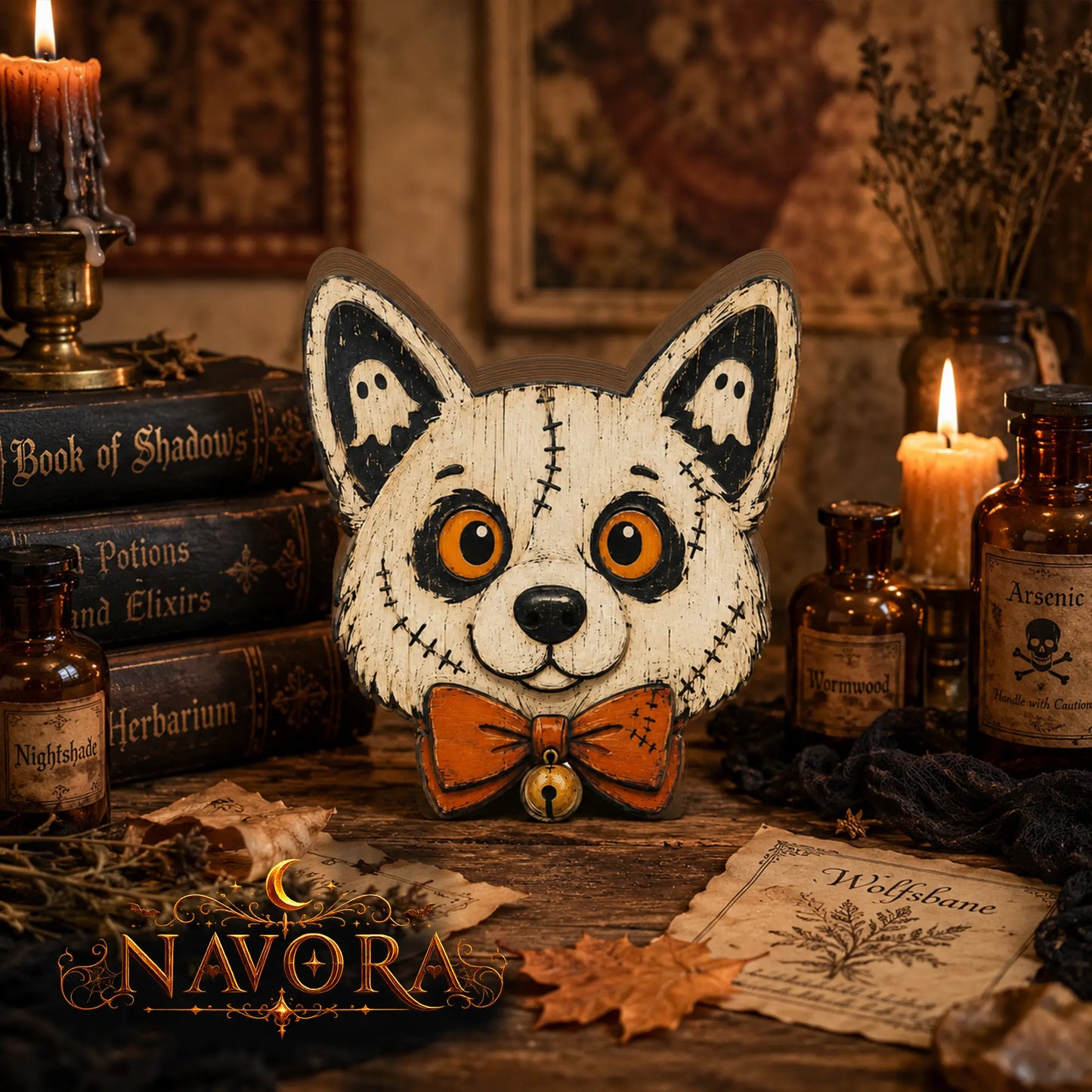 Corgi Halloween Wooden Block