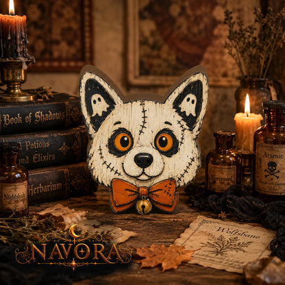 Corgi Halloween Wooden Block
