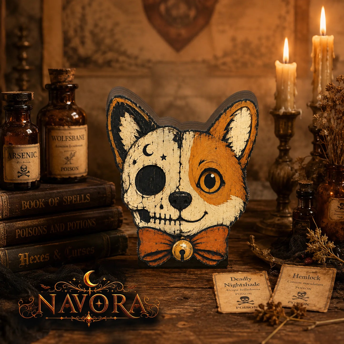 Corgi Halloween Wooden Block