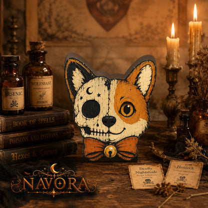 Corgi Halloween Wooden Block