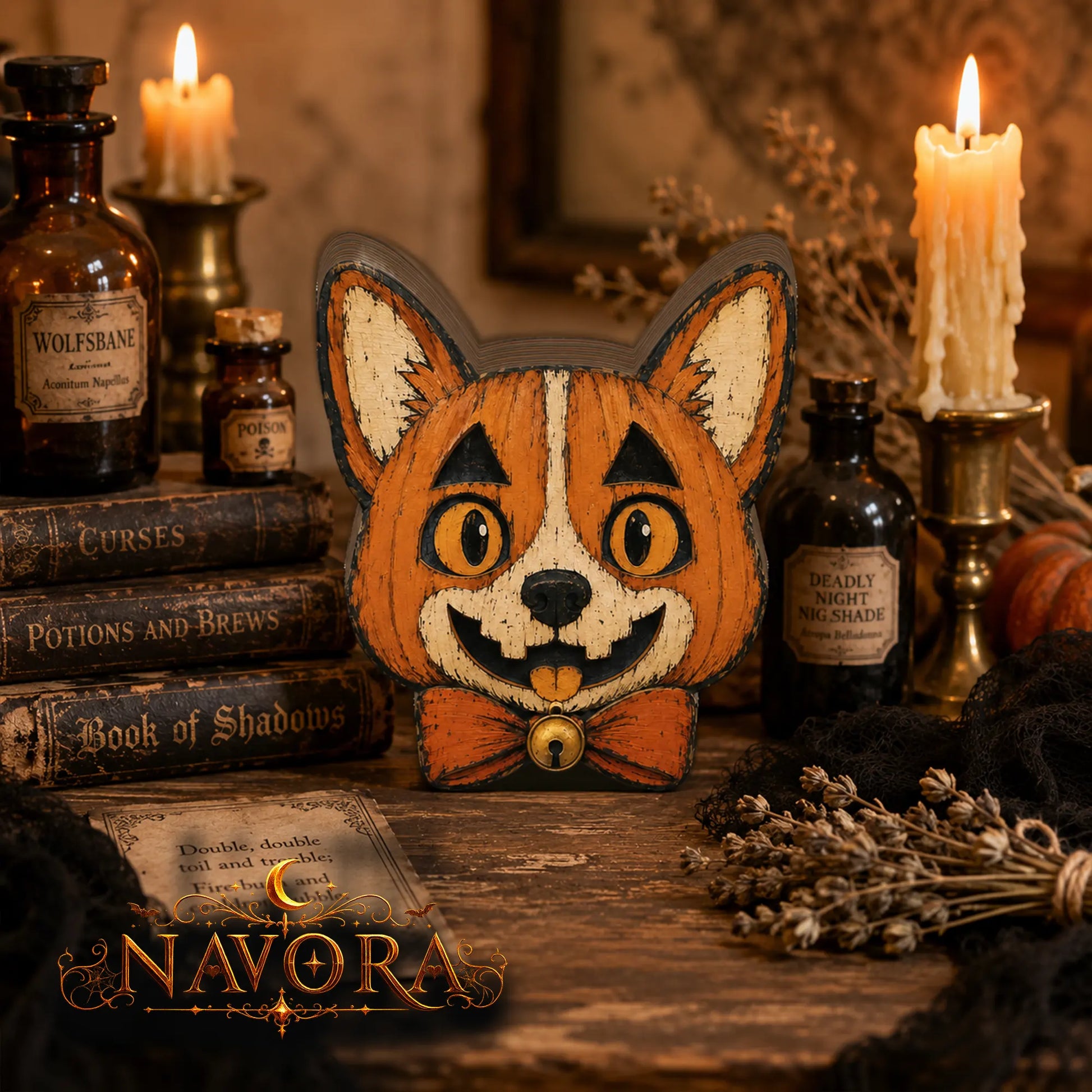 Corgi Halloween Wooden Block