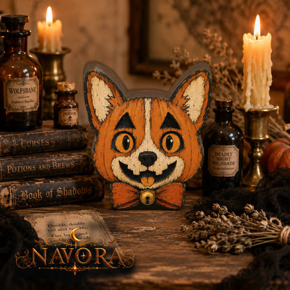 Corgi Halloween Wooden Block