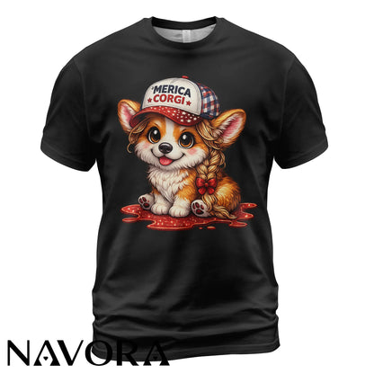 Corgi T-Shirt Merica Corgi – Cute 4th of July Independence Day Shirt