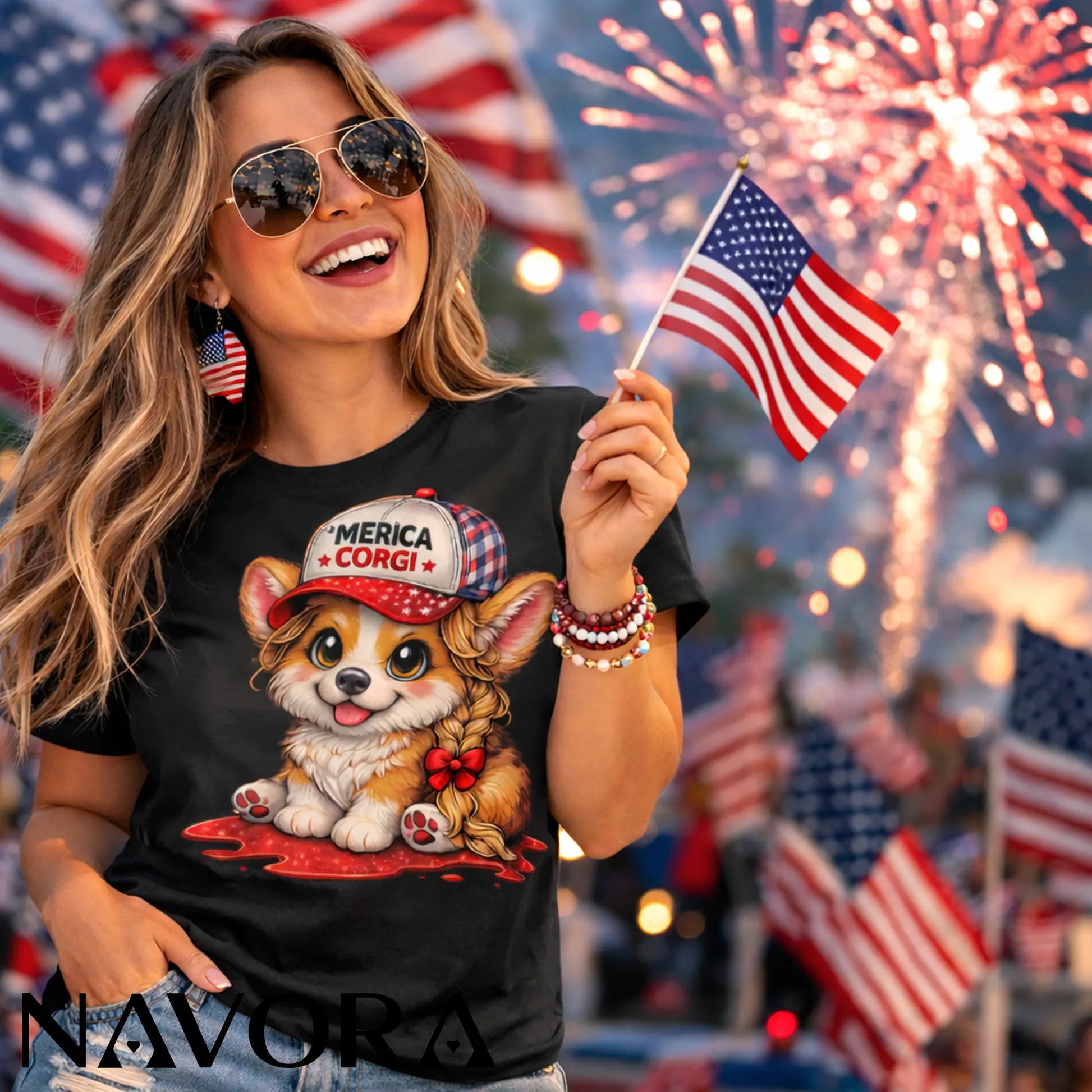 Corgi T-Shirt Merica Corgi – Cute 4th of July Independence Day Shirt
