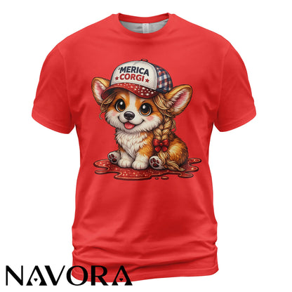 Corgi T-Shirt Merica Corgi – Cute 4th of July Independence Day Shirt