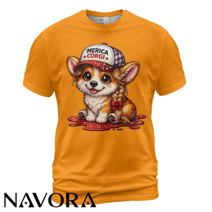 Corgi T-Shirt Merica Corgi – Cute 4th of July Independence Day Shirt