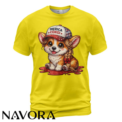 Corgi T-Shirt Merica Corgi – Cute 4th of July Independence Day Shirt