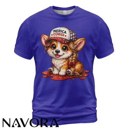 Corgi T-Shirt Merica Corgi – Cute 4th of July Independence Day Shirt