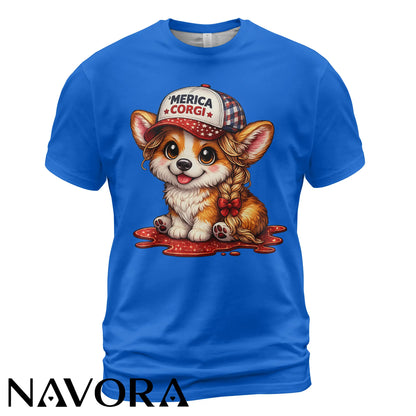 Corgi T-Shirt Merica Corgi – Cute 4th of July Independence Day Shirt