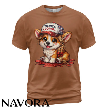 Corgi T-Shirt Merica Corgi – Cute 4th of July Independence Day Shirt