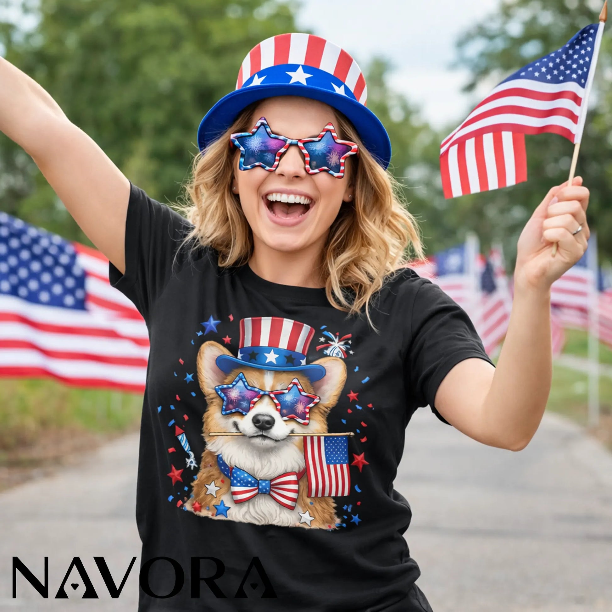 Corgi T-Shirt Patriotic 4th of July Independence Day Celebration
