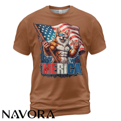 Corgi T-Shirt – Patriotic Merica 4th of July Independence Day Shirt