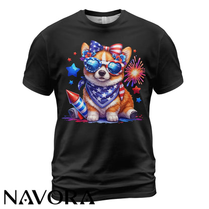 Cute Corgi T-Shirt – 4th of July Independence Day Patriotic Shirt