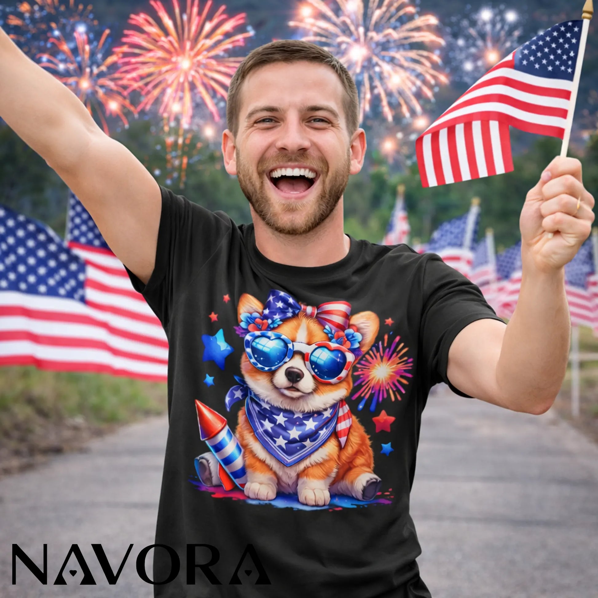 Cute Corgi T-Shirt – 4th of July Independence Day Patriotic Shirt