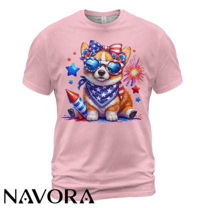 Cute Corgi T-Shirt – 4th of July Independence Day Patriotic Shirt