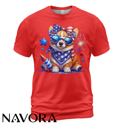 Cute Corgi T-Shirt – 4th of July Independence Day Patriotic Shirt